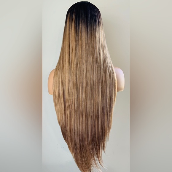 Ombre Brown Sugar 30” Premium Fiber Wig with Bangs for Daily Wear/Events - Picture 7 of 7